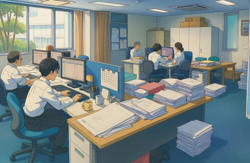 オフィスで働くスタッフの写真