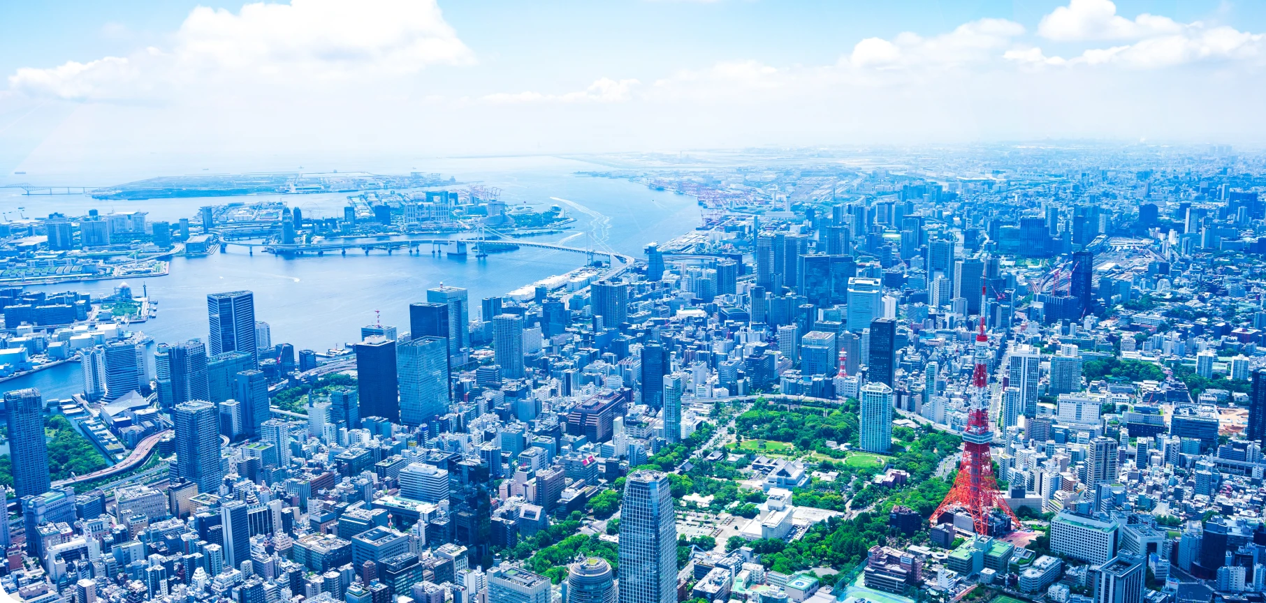 東京を一望する航空写真